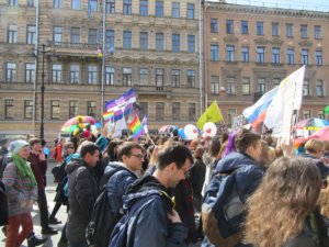 LGBT activists in St. Petersburg, Russia, 1 May 2017