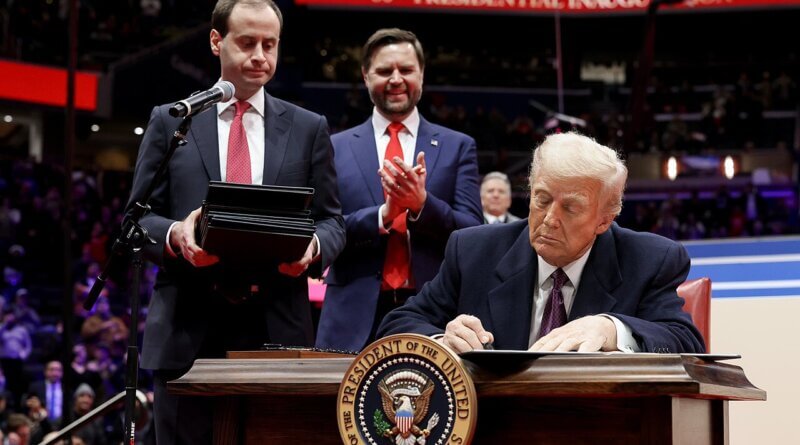 Donald Trump signing executive orders on January, 20th 2025